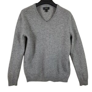 Club Room Luxury Cashmere Sweater Mens Large Gray V-Neck 100% Cashmere Knit L
